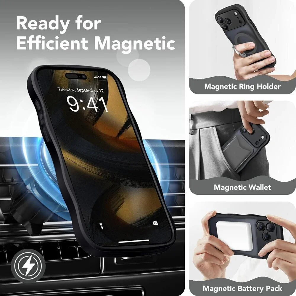 Women Black Iphone 17 Pro Max Case Full Camera Protection Mag Safe